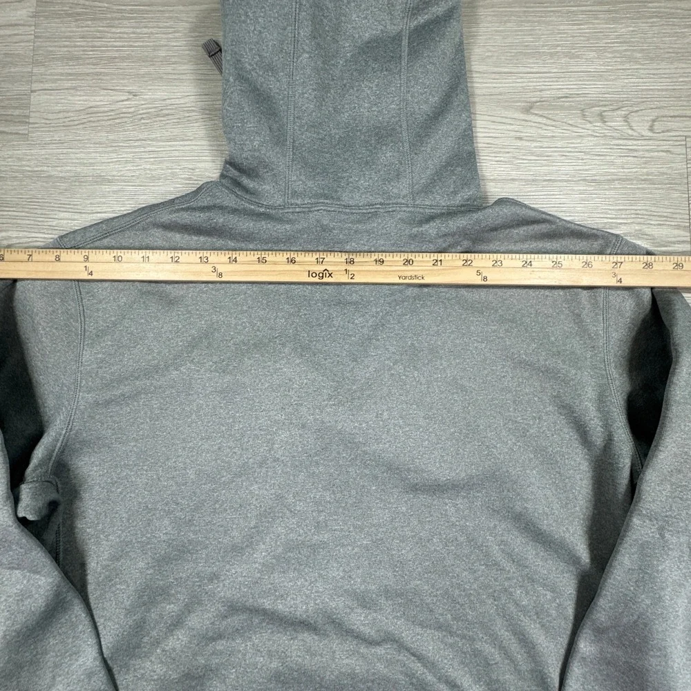 Nike Mens Hoodie Therma-FIT Pullover Gray Blue Large Swoosh Graphic Sweatshirt